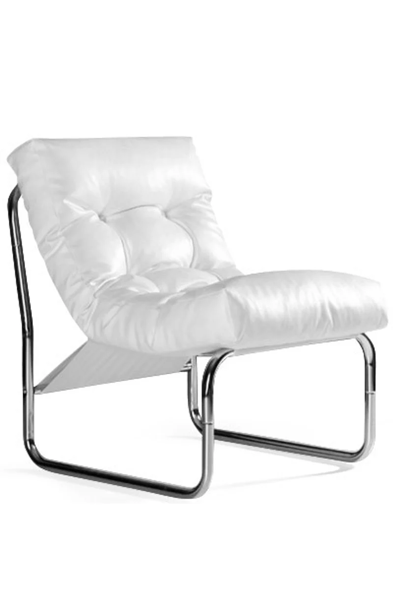 Designer Salon Chair White Leather Look - Modern Living Room Chair
