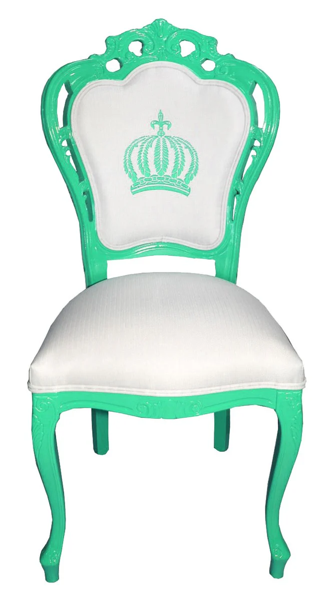 Pompöös by Luxury Baroque Dining Room Chair Green / White - Pompöös Baroque Chair designed by Harald Glööckler
