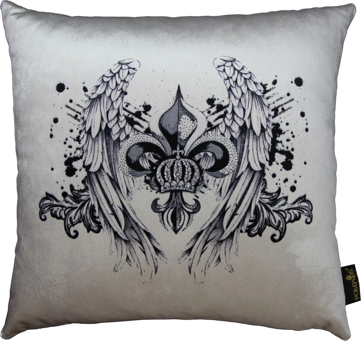 Harald Glööckler luxury decorative cushion Pompöös by cream / black Mod3 crown with rhinestones - Glööckler cushion