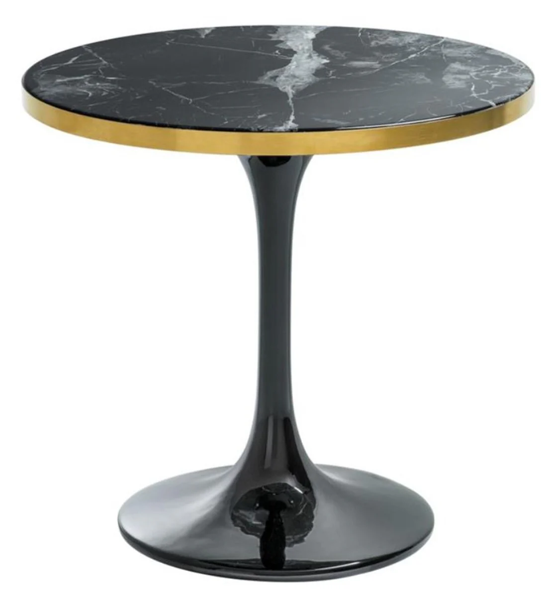 Luxury side table black / brass Ø 55 x H. 52.5 cm - Luxury Collection