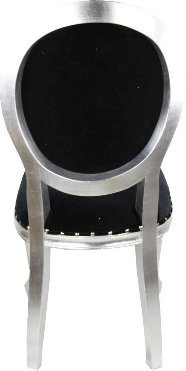 Pompöös by Luxury Baroque Dining Room Chair Black / White / Silver - Pompööser Baroque Chair designed by Harald Glööckler