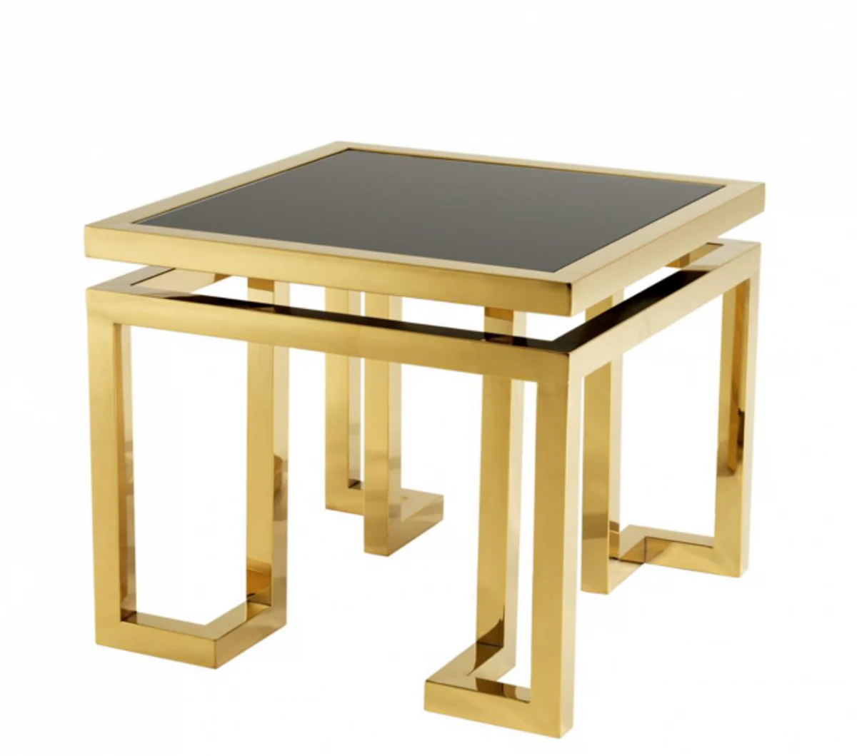 Luxury Art Deco designer side table gold with black glass - hotel table furniture
