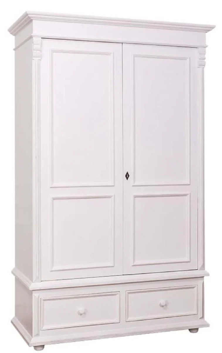 Country house style wardrobe white - clothes cupboard shabby H 206 cm W 127 cm D 61 cm - country house style furniture