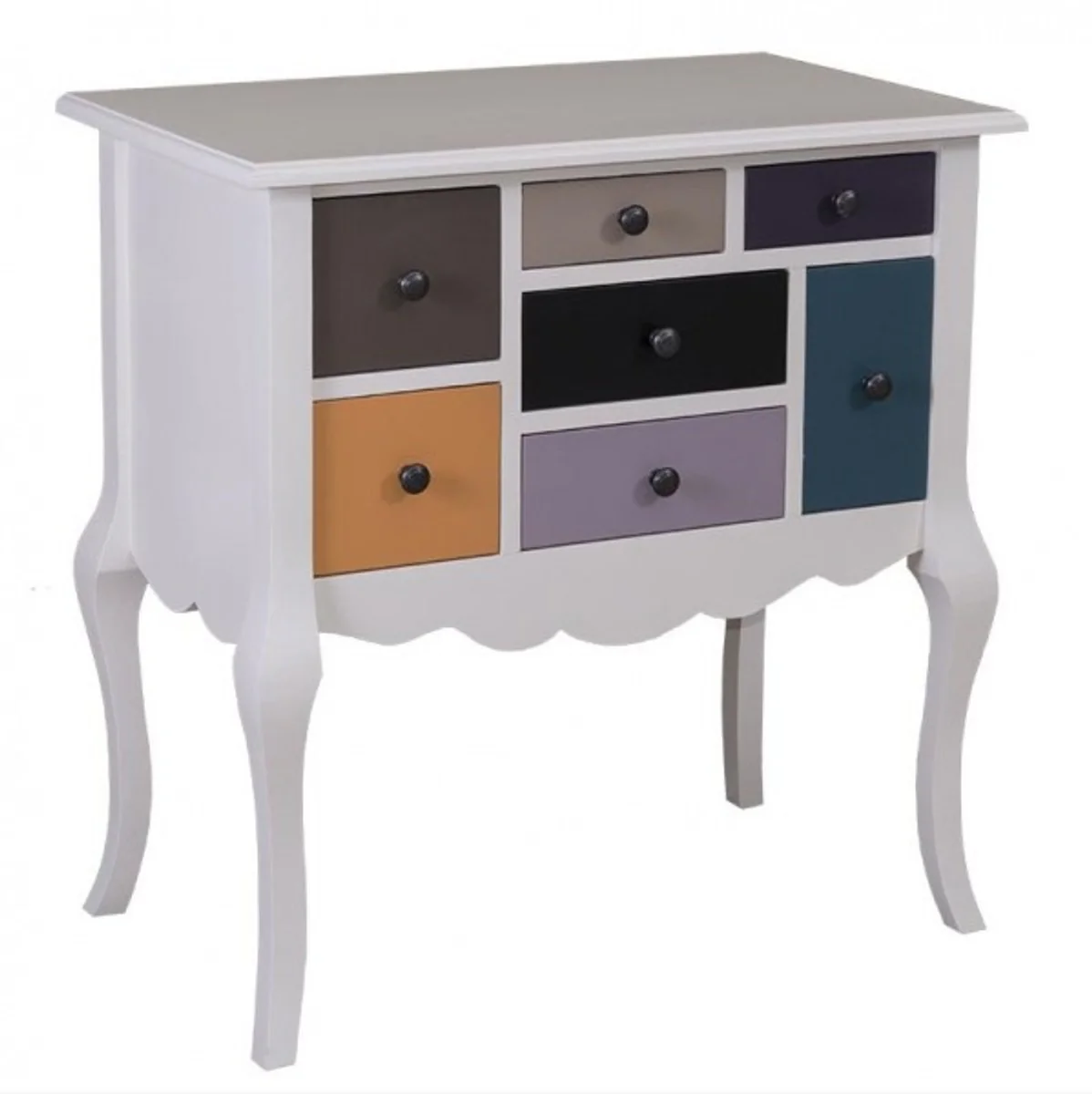 Baroque chest of drawers white with colorful drawers 80 cm - Art Nouveau country house style furniture