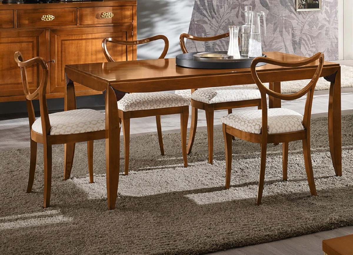 Luxury Biedermeier Dining Table Brown - Extendable Solid Wood Dining Room Table - Biedermeier Dining Room Furniture - Luxury Quality - Made in Italy