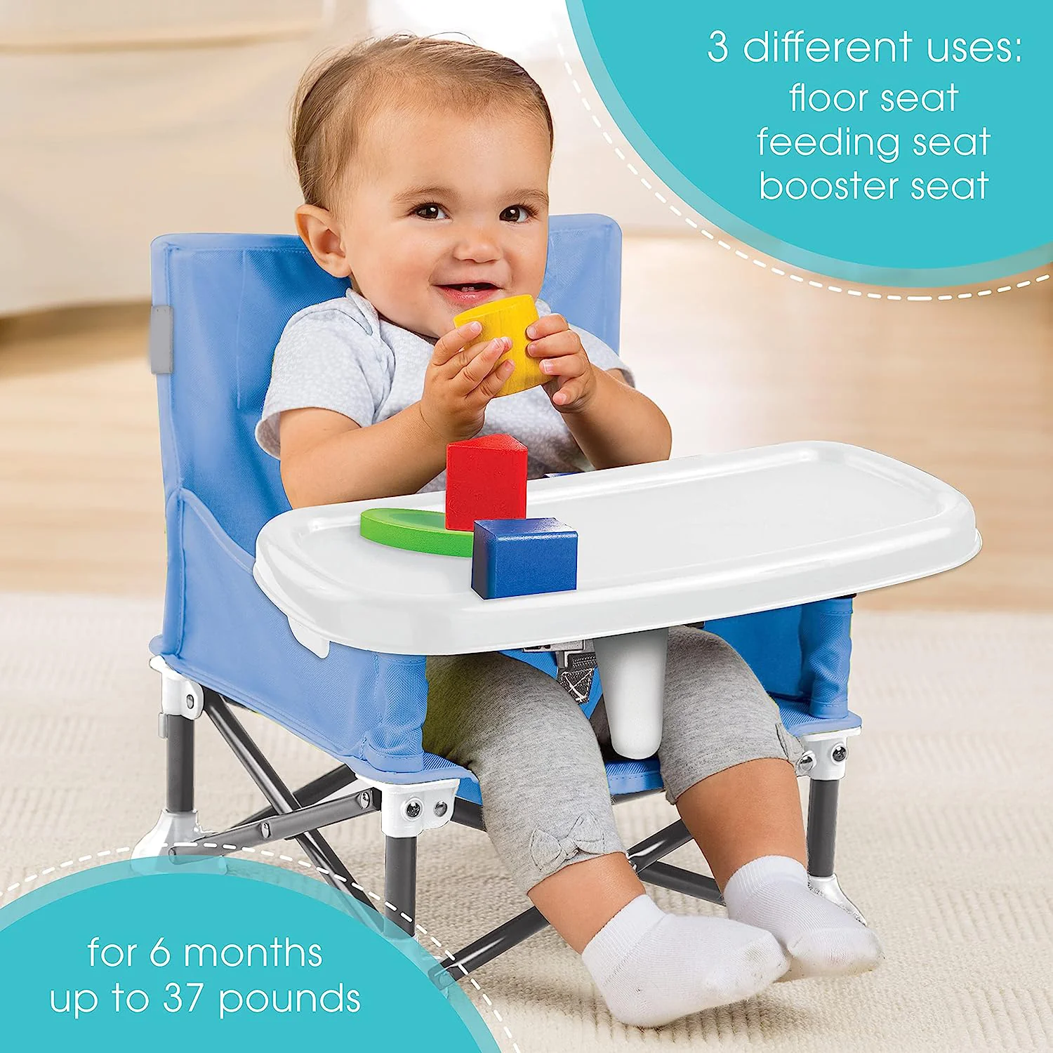 N Sit Tragbarer Sitzerhöhungsstuhl, Grau – Sitzerhöhung für den Innen-/Außenbereich – schnell, einfach und kompakt zusammenklappbar