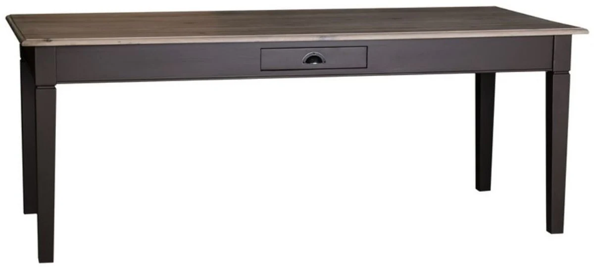 Country house style kitchen table black / natural colors - various sizes - country house style dining table with drawer