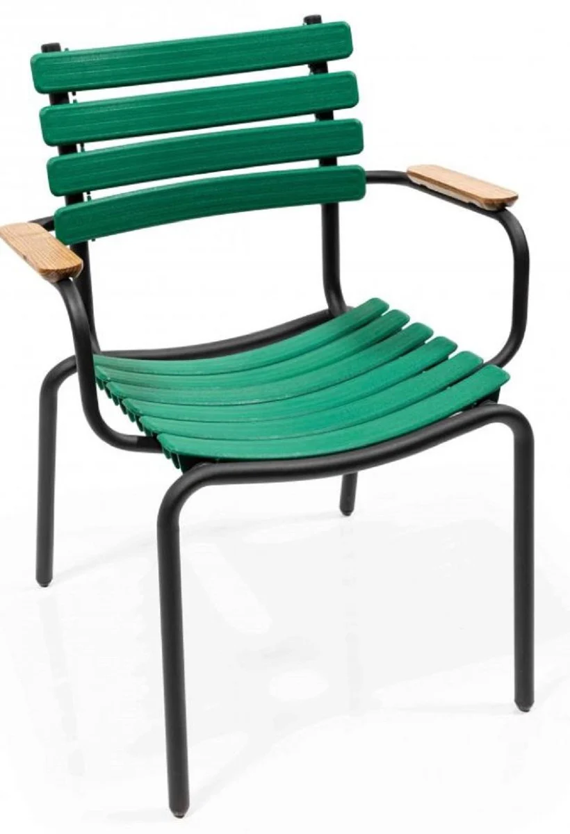 Luxury garden chair set green / brown / black 50 x 45 x H. 79 cm - Modern garden chairs with armrests - Garden & catering furniture
