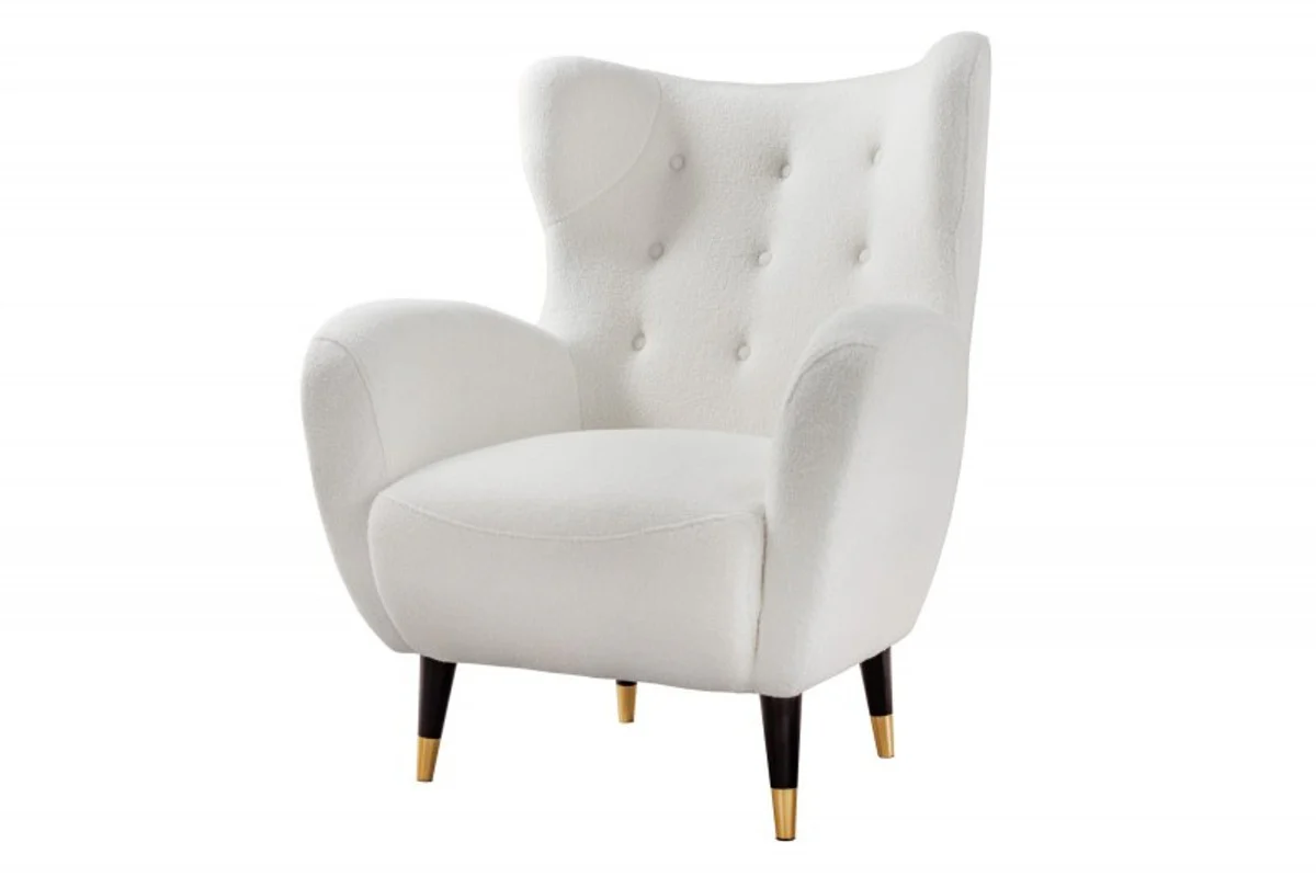 Chesterfield armchair white / black / gold wing chair from Casa Padrino