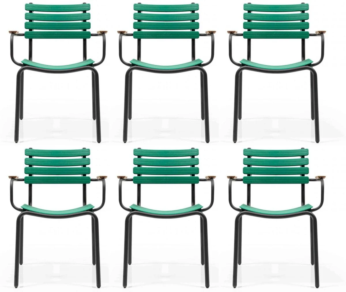 Luxury garden chair set green / brown / black 50 x 45 x H. 79 cm - Modern garden chairs with armrests - Garden & catering furniture