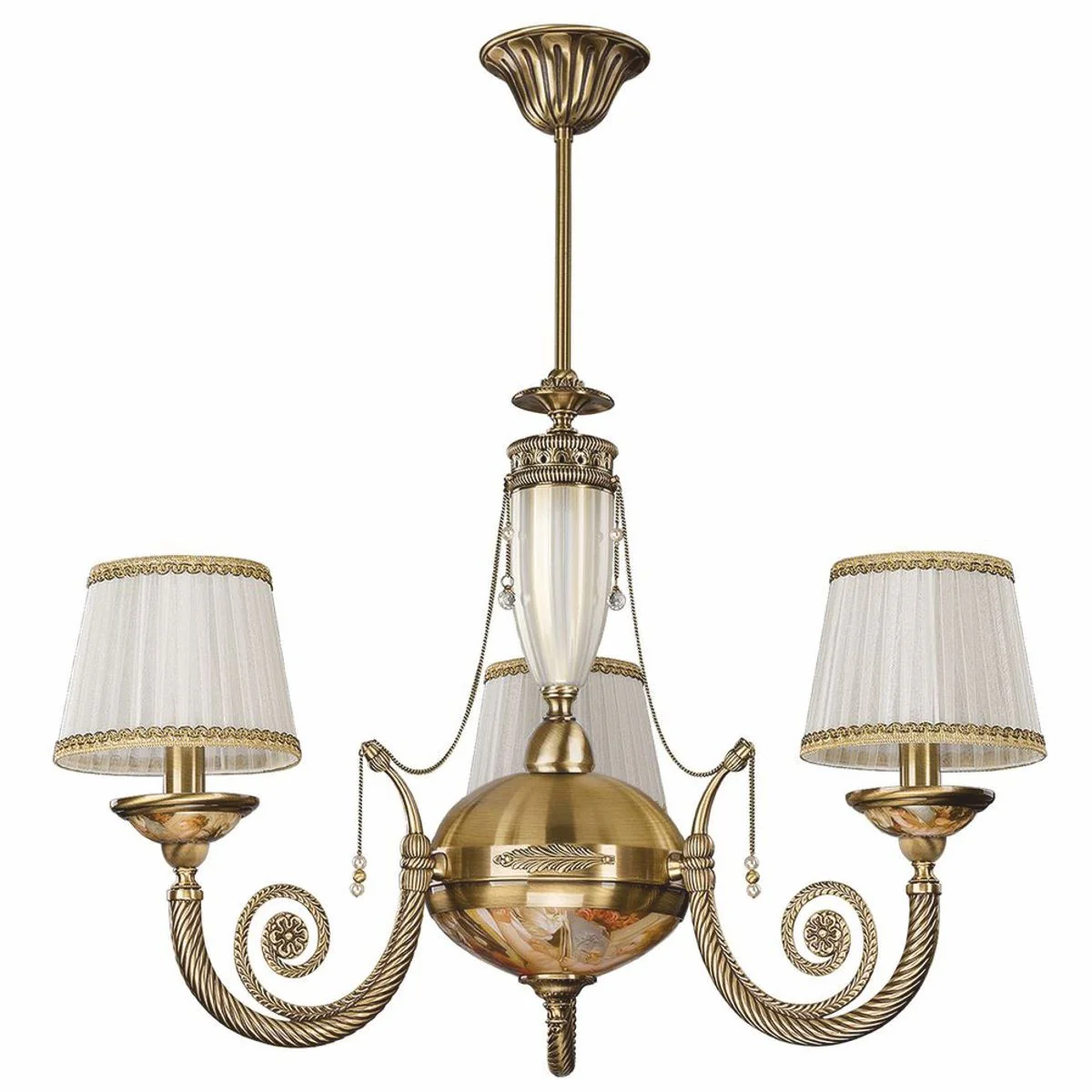 Luxury baroque chandelier brass / colorful / white / gold Ø 70 x H. 65 cm