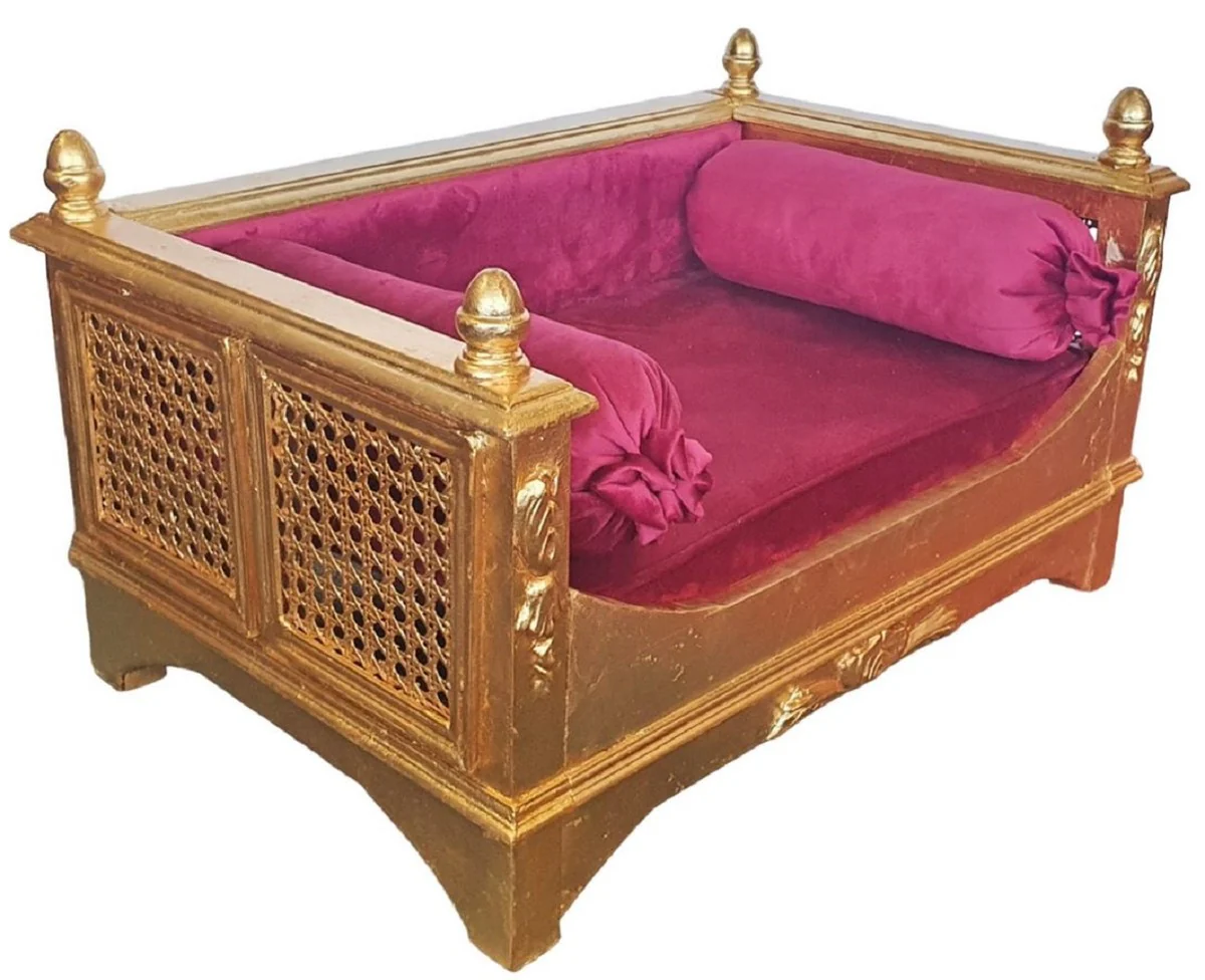 Baroque dog bed burgundy red / gold - magnificent antique style dog bed - handmade dog furniture in baroque style - antique style animal furniture - baroque animal furniture
