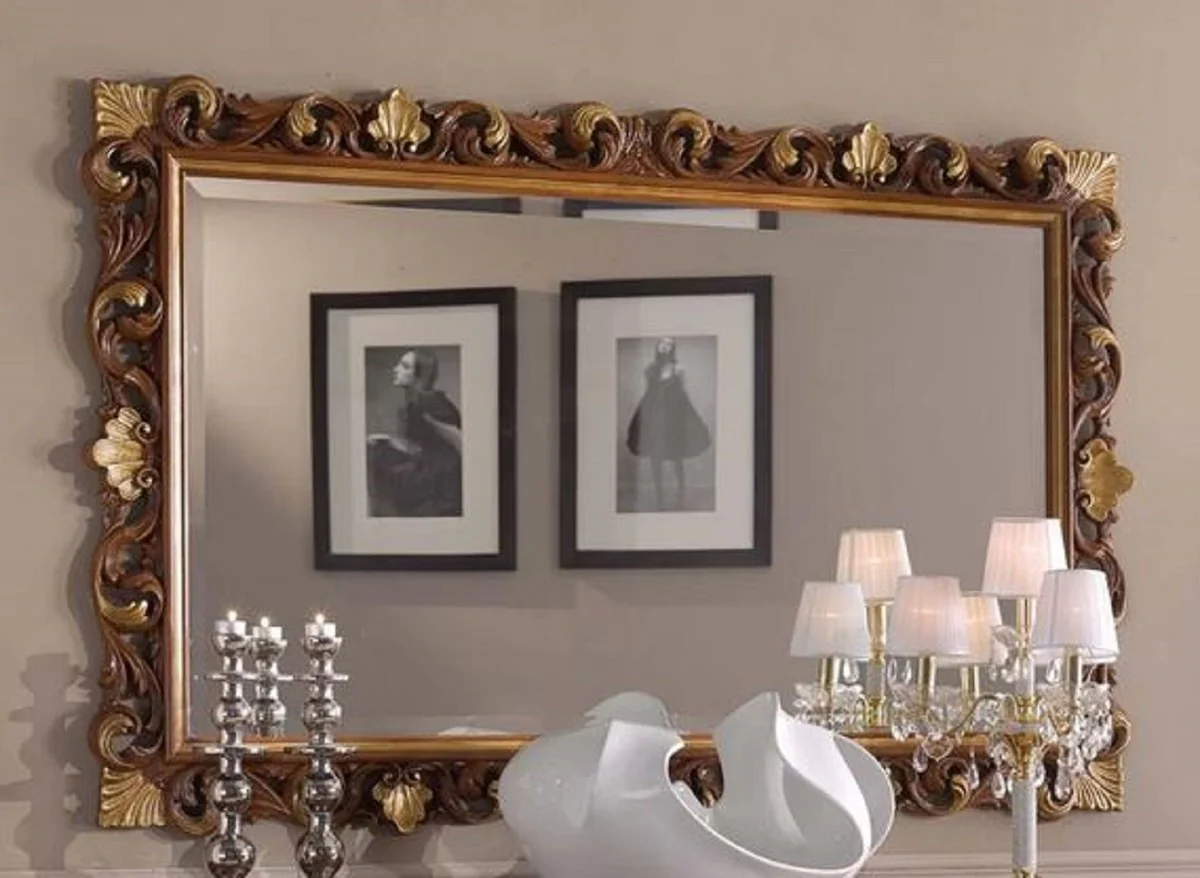 Luxury Baroque Mirror Brown / Gold - Rectangular Wall Mirror in Baroque Style - Magnificent Baroque Furniture - Luxury Quality - Made in Italy