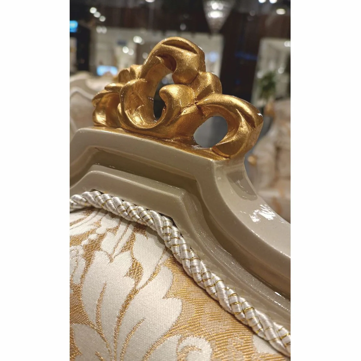 Luxury Baroque Dining Room Chair Gold / White / Gray / Gold H. 110 cm - Baroque Dining Room Furniture