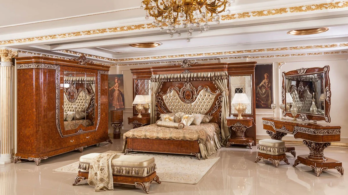 Luxury Baroque bedroom wardrobe brown / bronze - Magnificent solid wood wardrobe in Baroque style - Baroque bedroom & hotel furniture - Noble & magnificent