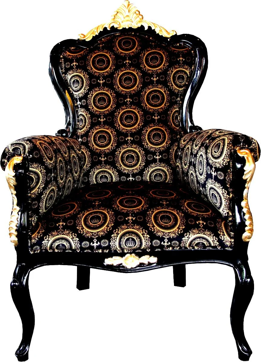 Pompöös by Luxury Baroque Armchair Bergere Black / Gold - Pompöös Baroque armchair designed by Harald Glööckler