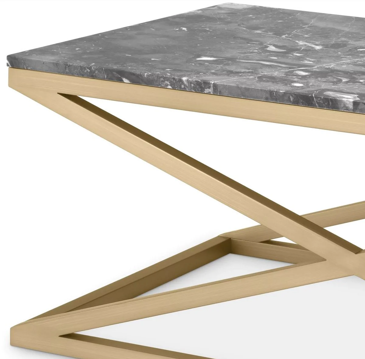 Luxury coffee table brass / gray 120 x 70 x H. 47 cm - Rectangular stainless steel living room table with marble top - Living room furniture - Luxury furniture - Luxury living room furnishings