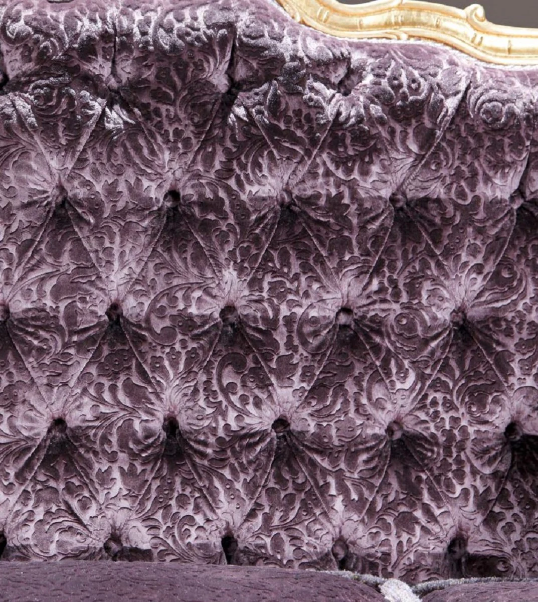 Luxury Baroque 3 Seater Sofa Purple / Gold - Magnificent living room sofa with elegant pattern - Baroque living room & hotel furniture - First class quality - Made in Italy