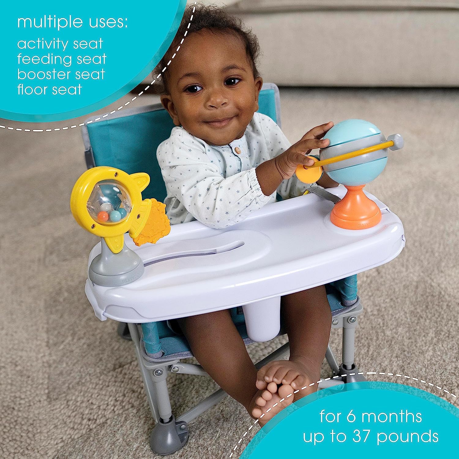 N Sit Tragbarer Sitzerhöhungsstuhl, Grau – Sitzerhöhung für den Innen-/Außenbereich – schnell, einfach und kompakt zusammenklappbar