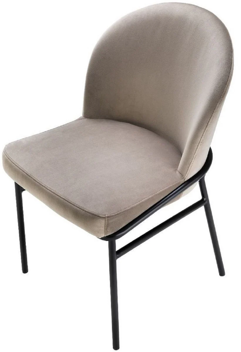 Luxury dining room chairs greige / black 49 x 56 x H. 82 cm - kitchen chairs with elegant velvet fabric - dining room set