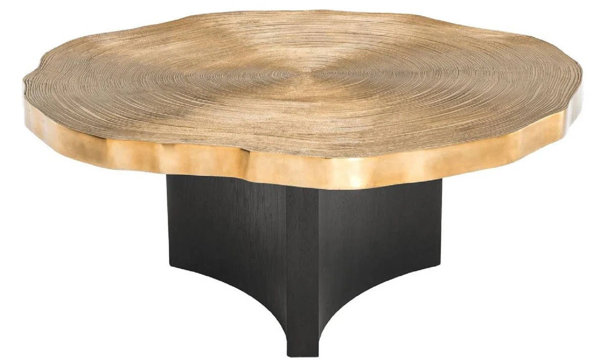 Luxury coffee table set brass / black - luxurious living room tables with table tops in tree slice design