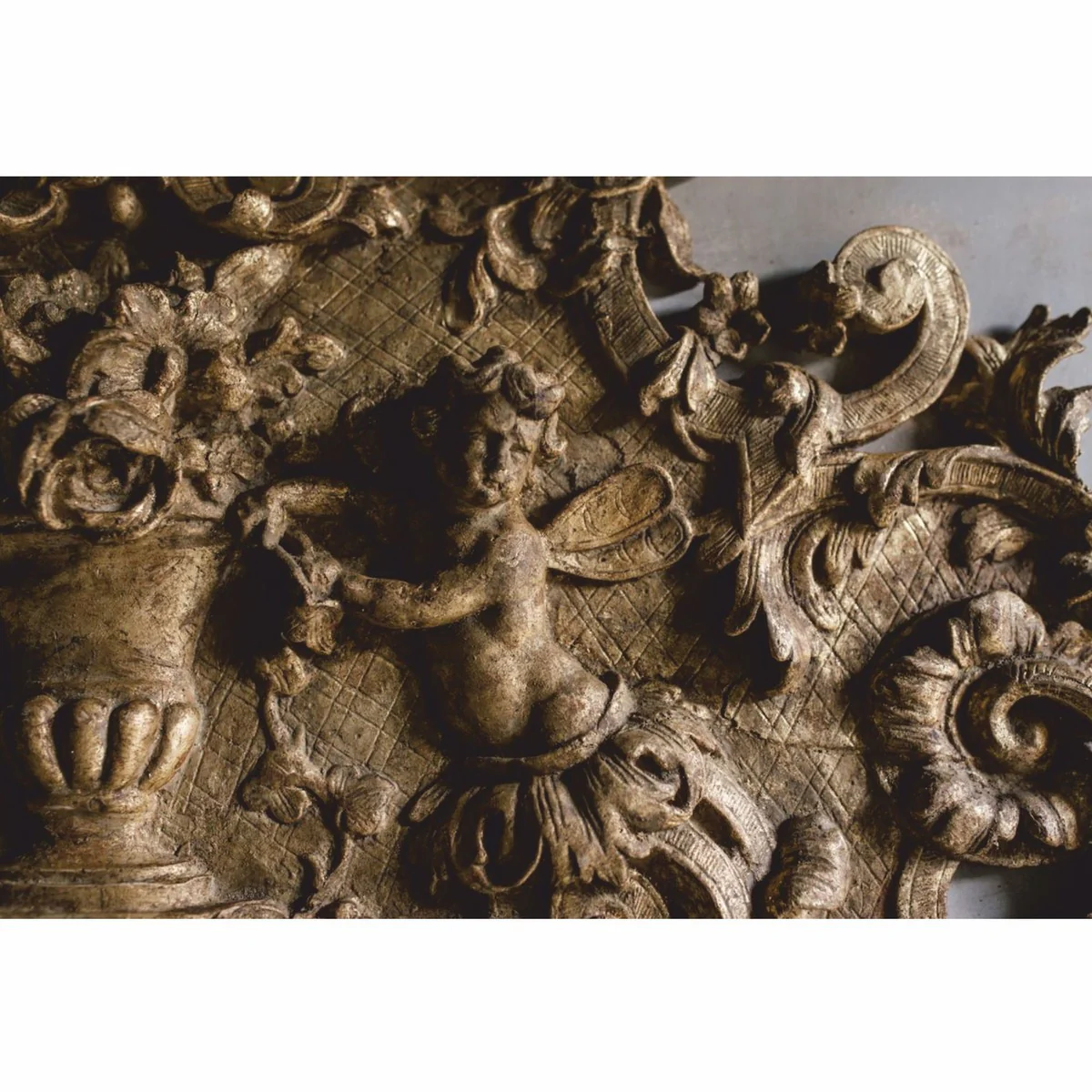 Luxus Barock Spiegel Grau / Antik Gold H. 187 cm - Made in Italy