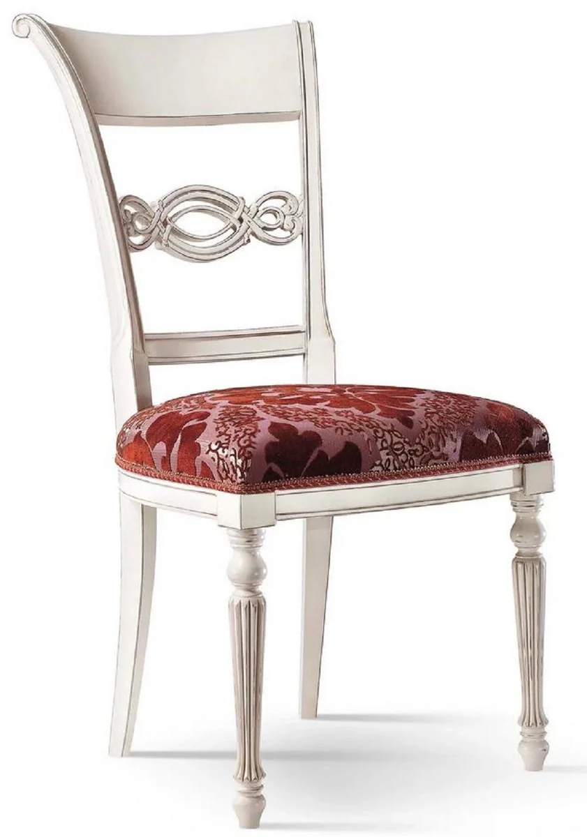Luxury Baroque Dining Room Chair Set Bordeaux Red / Pink / White - Noble Baroque Dining Room Chairs Set of 6 - Baroque Dining Room Furniture - Luxury Quality - Made in Italy