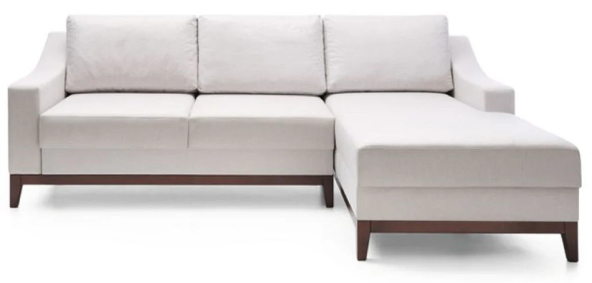 Luxury corner sofa white / dark brown 225 x 173 x H. 77 cm - Living room sofa with sleeping function - Living room furniture - Luxury furniture - Luxury interior