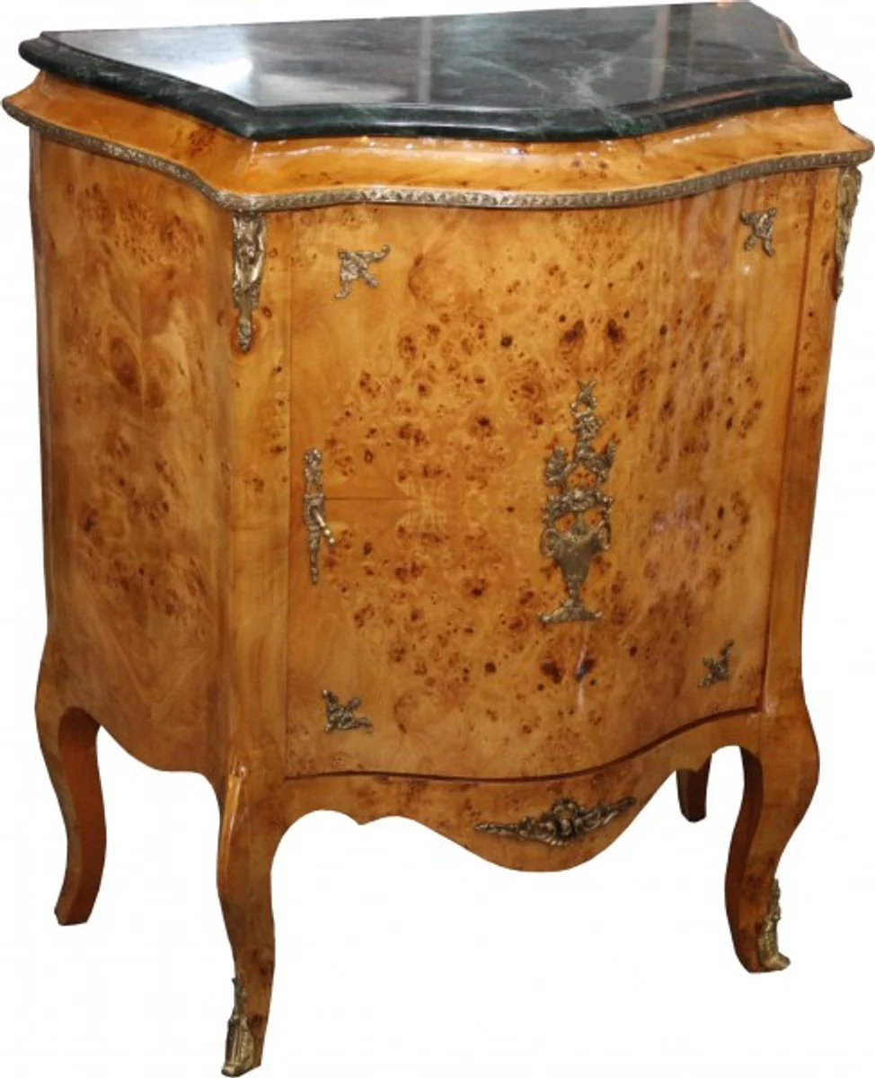 Baroque chest of drawers with marble top light brown - model mahogany