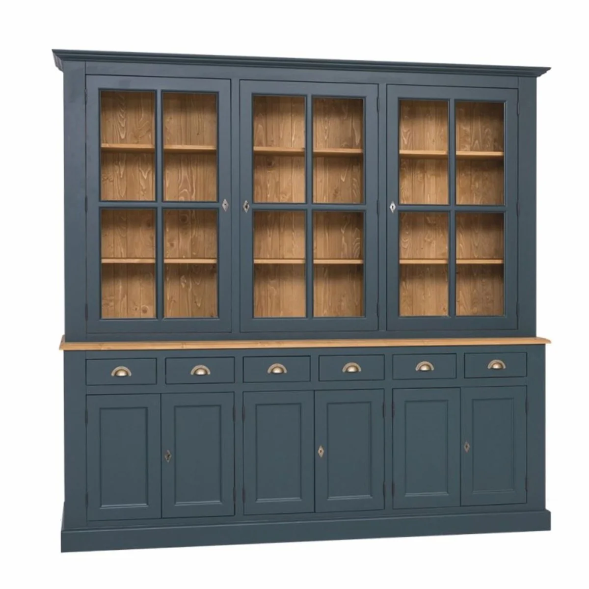 Country house style dining room cabinet dark blue / natural color 245 cm - dining room furniture