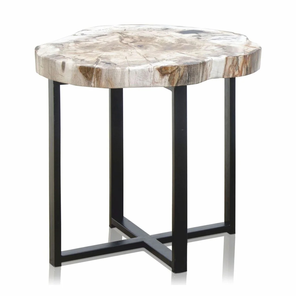 Luxury side table with petrified wood table top H. 45 cm - luxury furniture