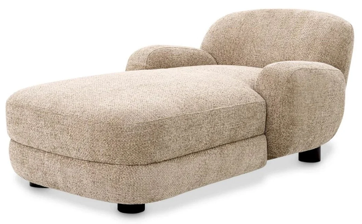 Luxury chaise longue sand color / black 95 x 170 x H. 69 cm - Living room lounge chair - Recamiere - Living room furniture - Luxury furniture - Luxury quality