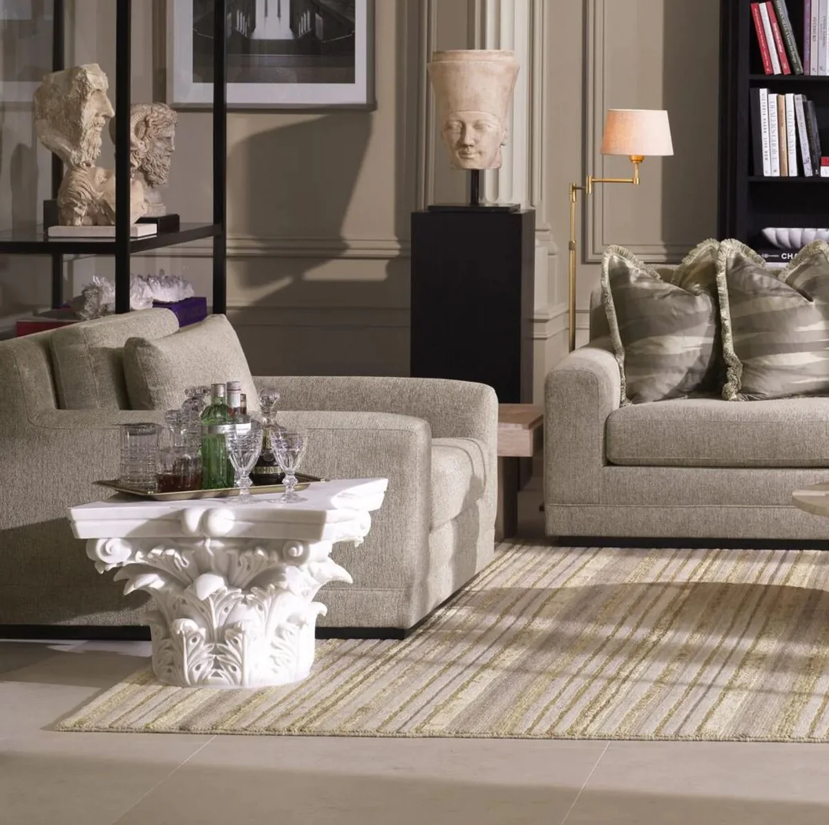 Luxury Baroque Marble Coffee Table White - Handcrafted Baroque Style Marble Living Room Table - Magnificent Luxury Baroque Marble Living Room Furniture