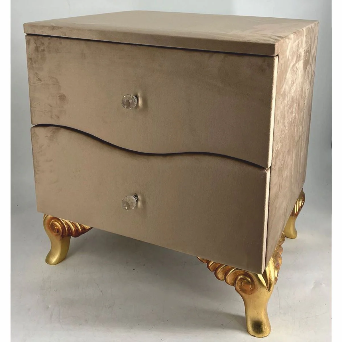 Baroque night dresser with 2 drawers brown / gold - baroque style bedroom furniture