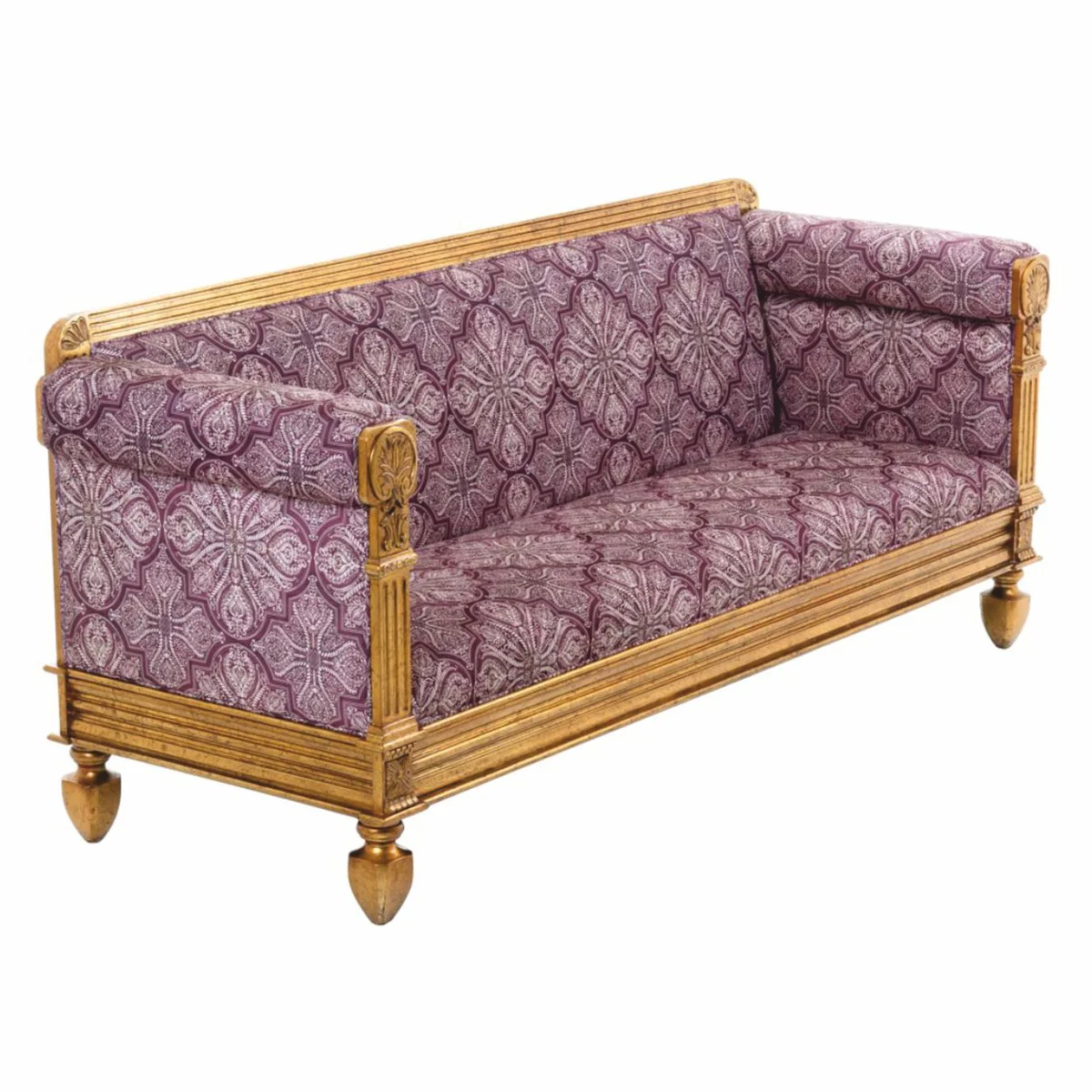 Luxus Barock Sofa Lila / Antik Gold 231 cm - Barock Wohnzimmer Möbel