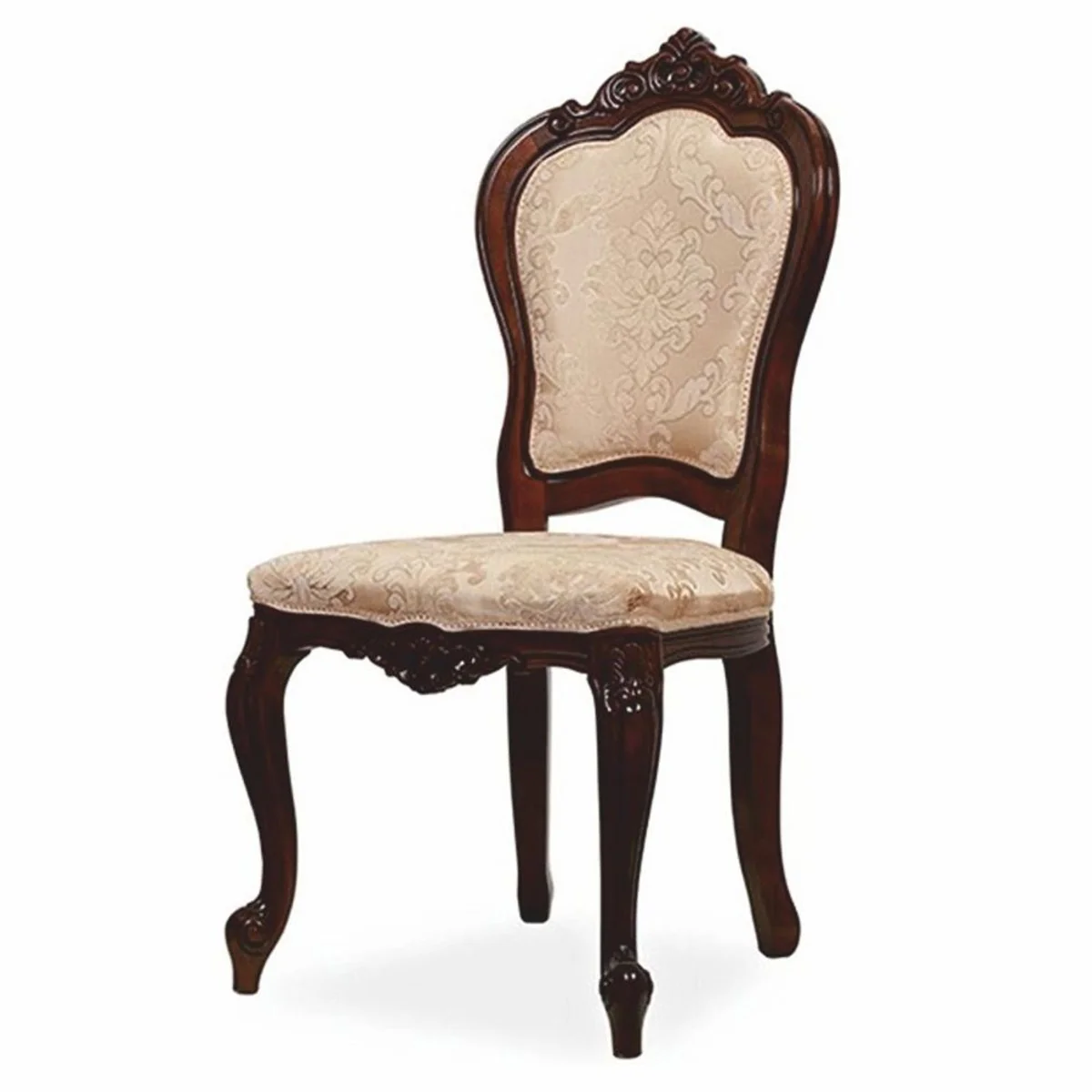 Luxury baroque dining room chair set of 4 with pattern beige / brown H. 103 cm