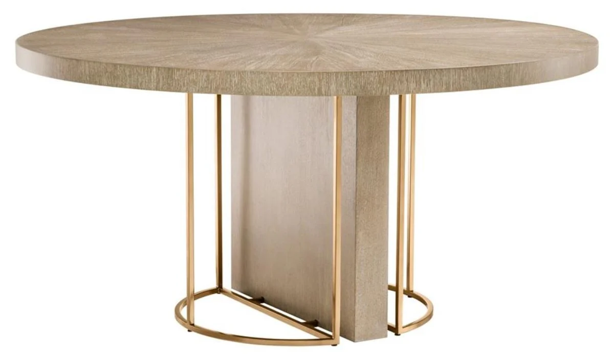 Luxury dining table brown / brass Ø 150 x H. 75 cm - luxury quality