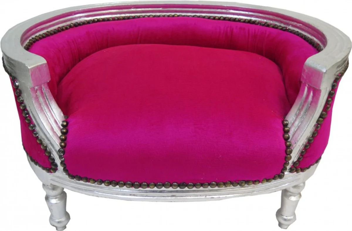 Baroque Dog & Cat Sofa Pink/Silver - Dog Chair Seat Dog Bed Cat Bed Dog Cat Furniture