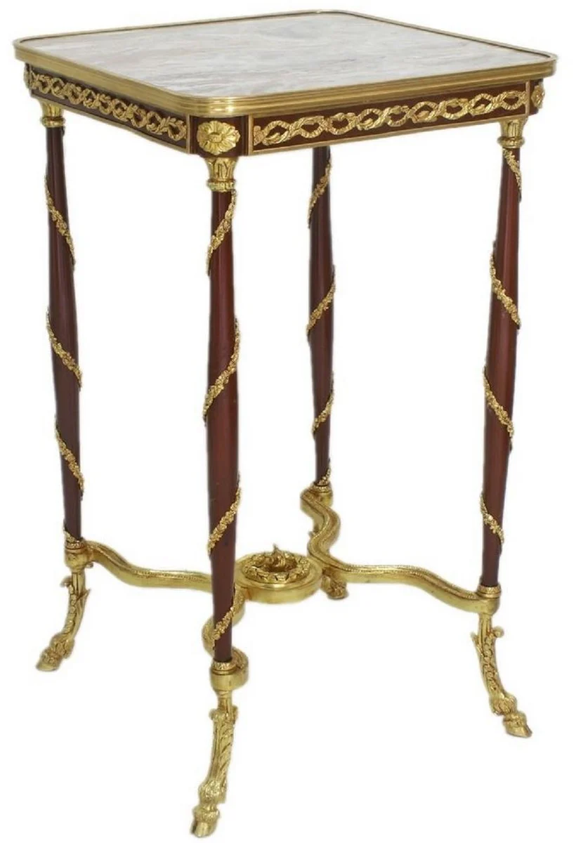 Baroque side table brown / gold / gray 45 x 45 x H. 78 cm - handmade solid wood table in baroque style - baroque living room furniture