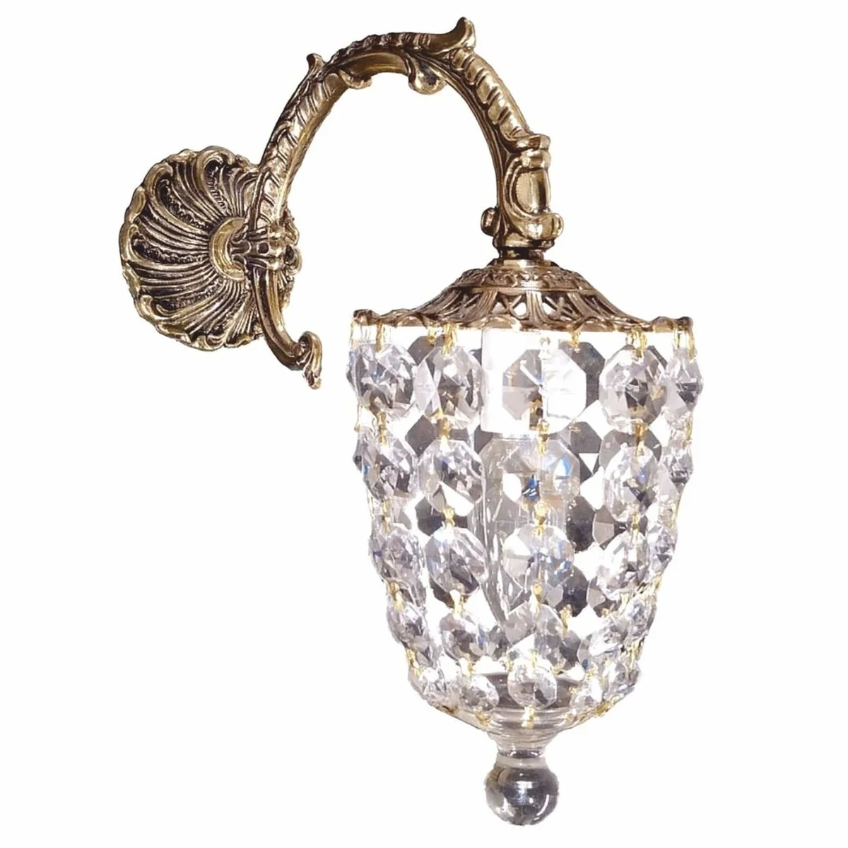 Luxury Baroque crystal glass wall light antique brass H. 31 cm
