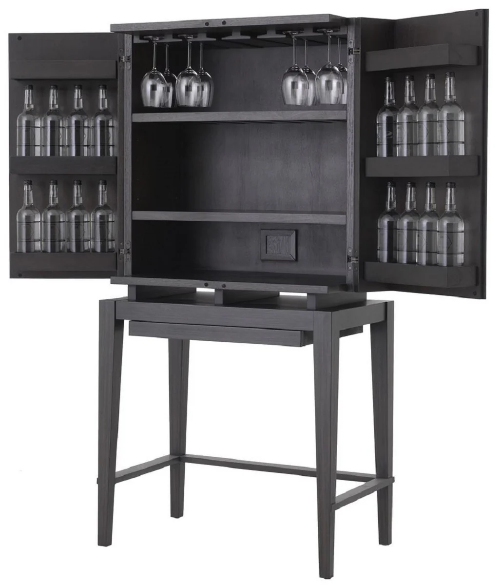 Luxury wine cabinet anthracite gray / bronze 82.5 x 51 x H. 168 cm - mahogany bar cabinet with 2 doors - bar furniture - luxury quality