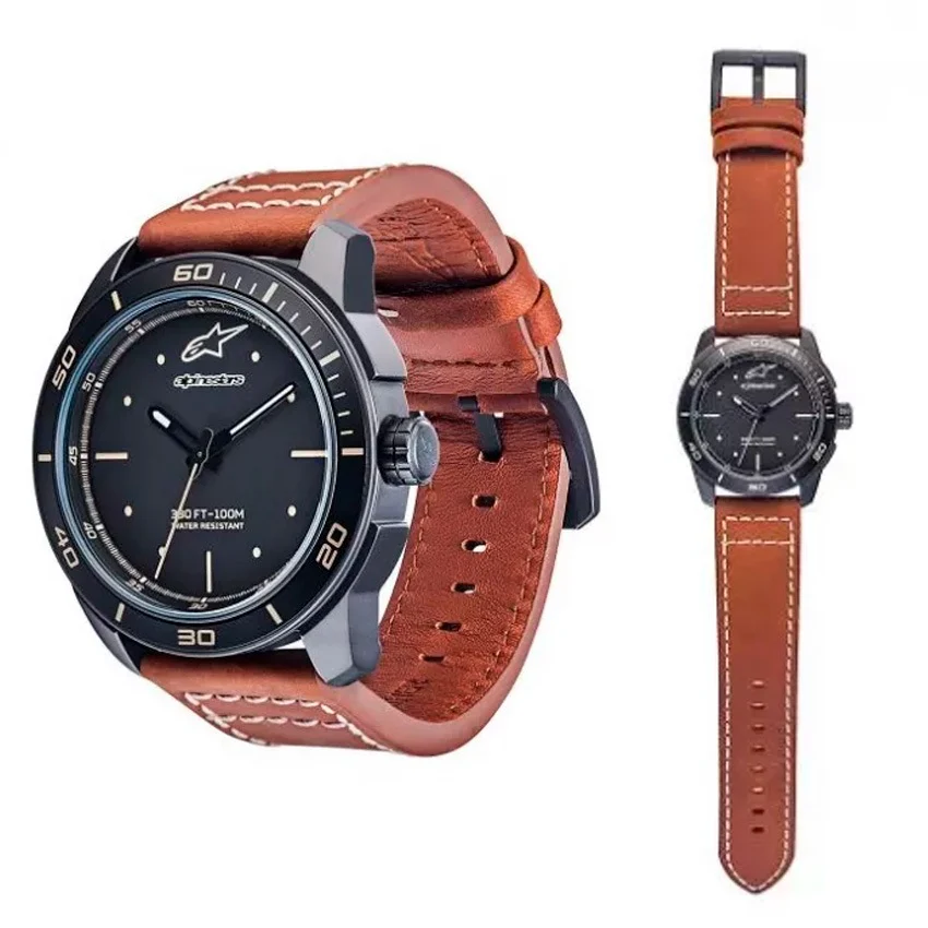 RELOJ ALPINESTARS 3H LEATHER MARRON / NEGRO