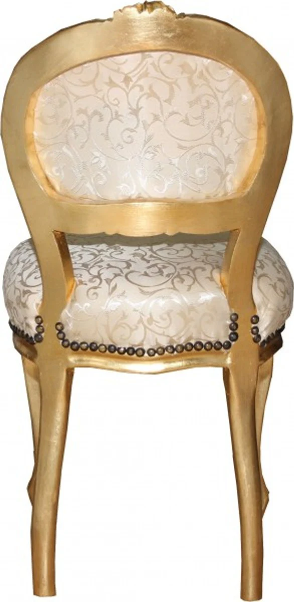 Baroque ladies chair cream pattern / gold with bling bling glitter stones - dressing table chair