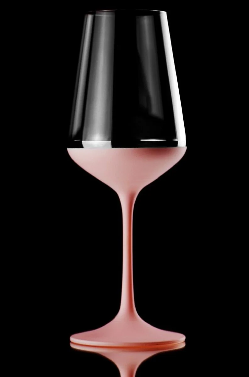 Luxury red wine glass set of 6 old pink / silver Ø 8.5 x H. 24 cm - Handmade and hand-painted wine glasses - Hotel & Restaurant Accessories - Luxury quality