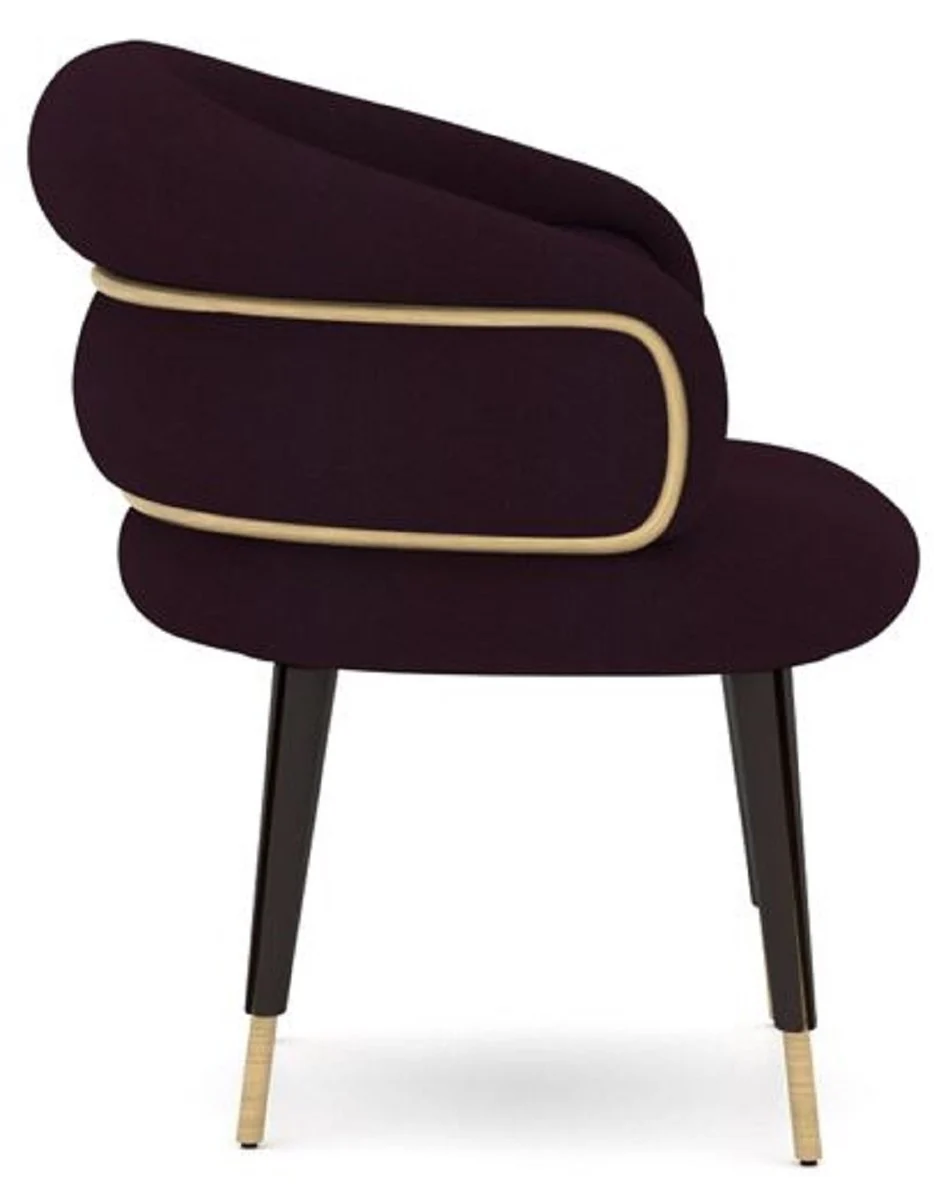 Luxury dining room chair set of 6 purple / black / beige - kitchen chairs with armrests - dining room furniture - restaurant furniture - hotel furniture - luxury furniture