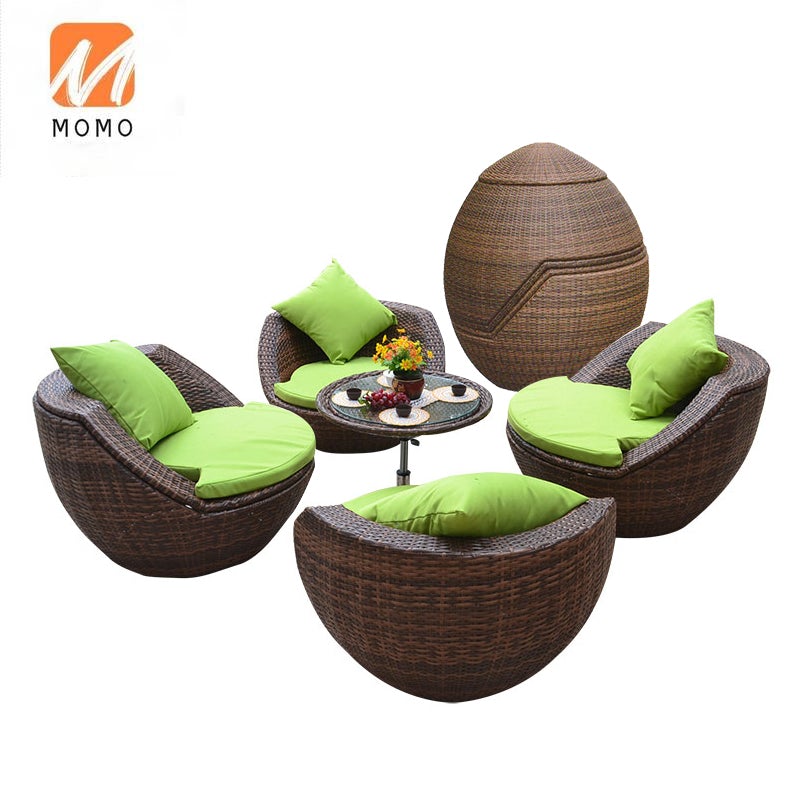 Nordic Outdoor Möbel Strand Garten Balkon Stackable Ball Form Outdoor Seater Freizeit Rattan Sofa Stuhl