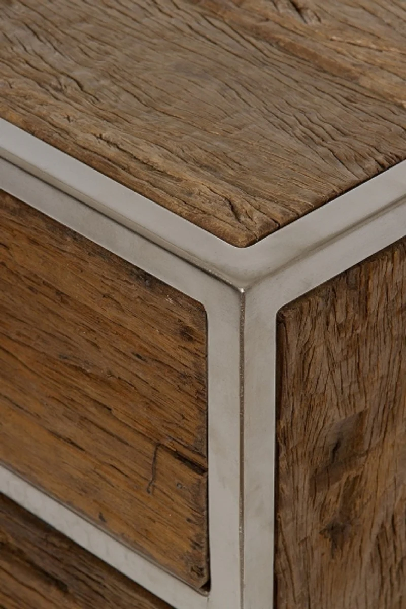 Bedside table with 3 drawers brown / silver 45 x 40 x H. 60 cm - bedroom furniture