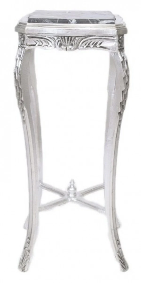 Baroque side table with marble top square high silver H70 x 50 x 50 cm - antique style