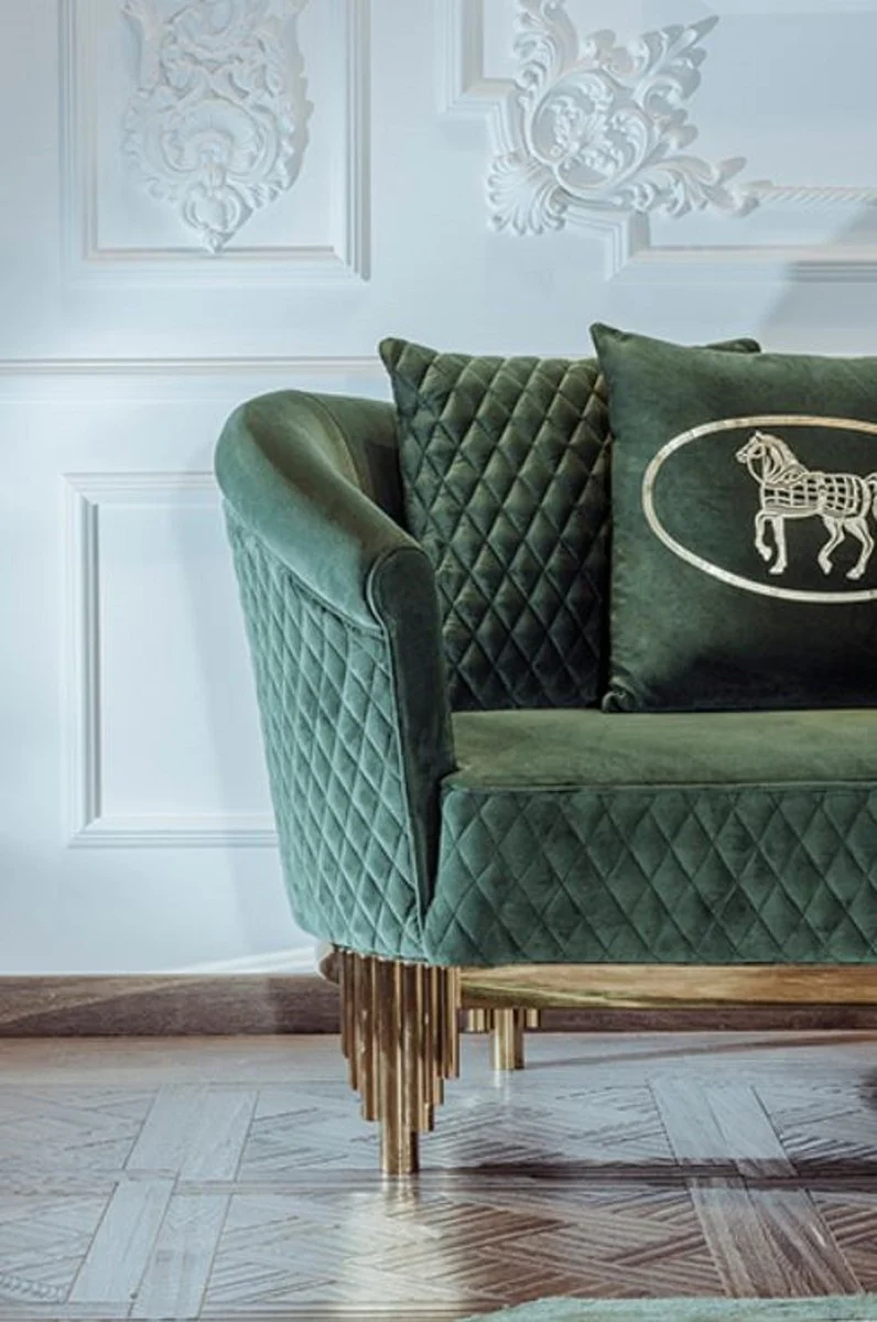 Luxury sofa green / gold 260 x 88 x H. 88 cm - Modern living room sofa - Living room & hotel furniture - Luxury collection