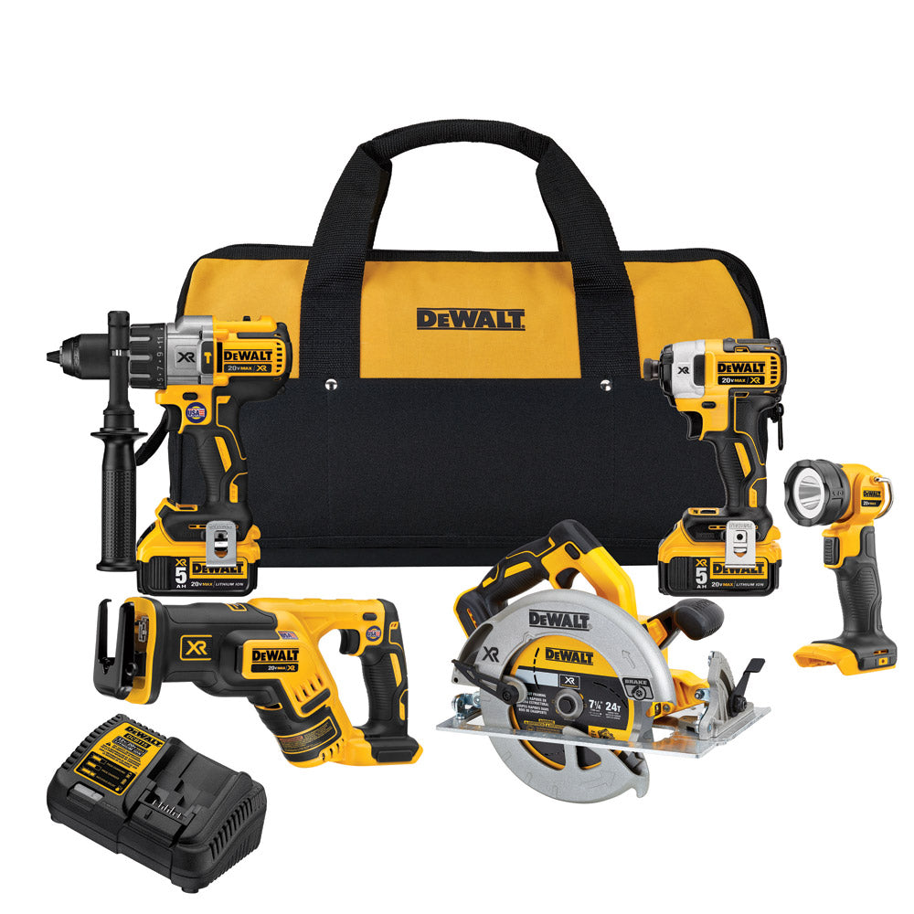 DeWalt DCK594P2 20V MAX XR Lithium Ion 5-Tool Combo Kit